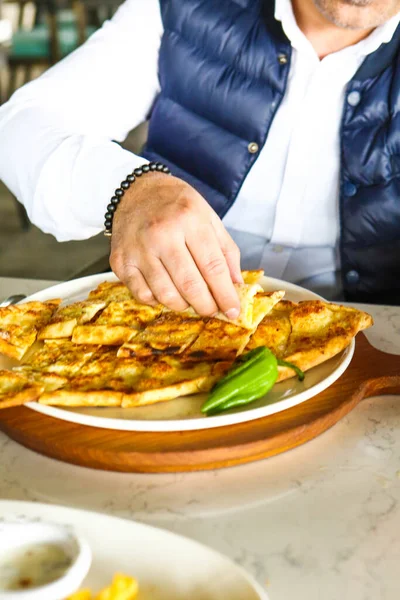 Традиционное Блюдо Турецкой Выпечки Турецкая Пицца Ближневосточные Закуски Турецкая Кухня — стоковое фото