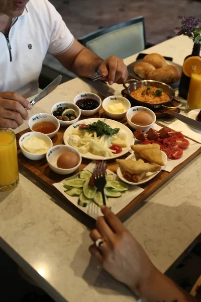 Rich Delicious Turkish Breakfast — Stock Photo, Image