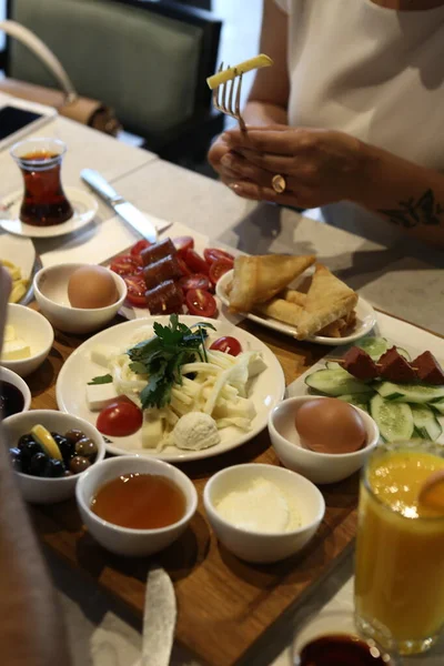 Rich Delicious Turkish Breakfast — Stock Photo, Image