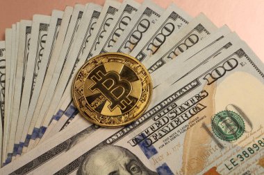 Multi Euro ve Dolar nakit, farklı türde yeni nesil banknotlar, ve bitcoin