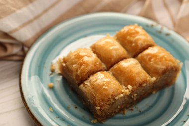 Geleneksel hindistancevizli tatlı baklavası. Ev yapımı fındıklı ve ballı baklava..