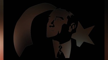 Atatürk 'ün çizimi. Türkiye Cumhuriyeti 'nin ilk cumhurbaşkanı. 