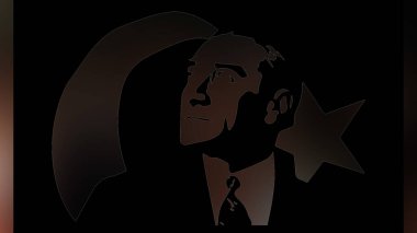 Atatürk 'ün çizimi. Türkiye Cumhuriyeti 'nin ilk cumhurbaşkanı. 