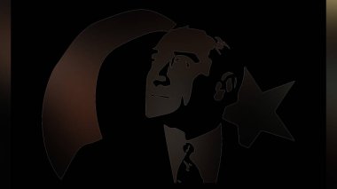 Atatürk 'ün çizimi. Türkiye Cumhuriyeti 'nin ilk cumhurbaşkanı. 