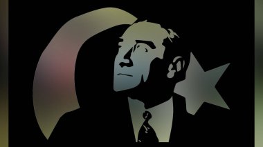 Atatürk 'ün çizimi. Türkiye Cumhuriyeti 'nin ilk cumhurbaşkanı. 