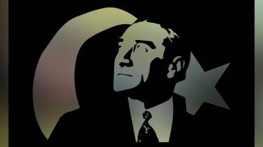 Atatürk 'ün çizimi. Türkiye Cumhuriyeti 'nin ilk cumhurbaşkanı. 