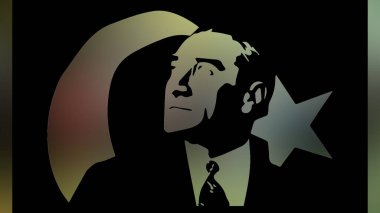 Atatürk 'ün çizimi. Türkiye Cumhuriyeti 'nin ilk cumhurbaşkanı. 