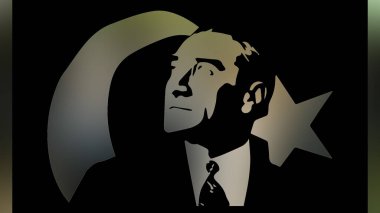 Atatürk 'ün çizimi. Türkiye Cumhuriyeti 'nin ilk cumhurbaşkanı. 
