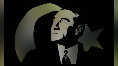 Atatürk 'ün çizimi. Türkiye Cumhuriyeti 'nin ilk cumhurbaşkanı. 