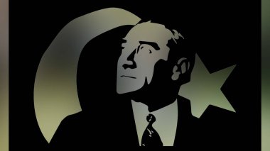 Atatürk 'ün çizimi. Türkiye Cumhuriyeti 'nin ilk cumhurbaşkanı. 