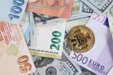 Multi Euro Nakit ve Bozuk Para, farklı türde yeni nesil banknotlar, bitcoin, Türk lirası