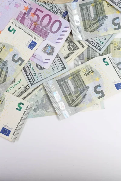 Amerikai Dollár Euro Bankjegy Pénz — Stock Fotó
