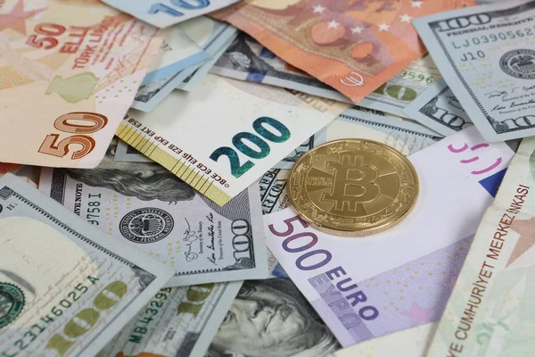Мульти Євро Долар Готівка Монета Різні Типи Банкнот Нового Покоління — стокове фото