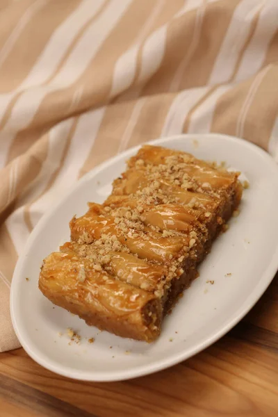 Baklava Dessert Turc Traditionnel Avec Noix Cajou Noix Baklava Maison — Photo