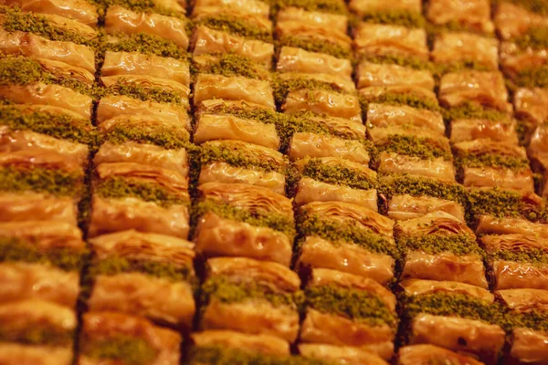 Традиційний Турецький Десерт Баклава Кешью Волоськими Горіхами Домашня Баклава Горіхами — стокове фото