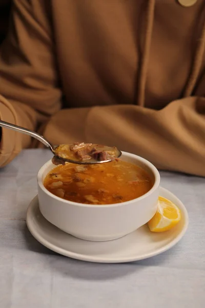 Sopa Deliciosa Sopa Legumes Tigela — Fotografia de Stock