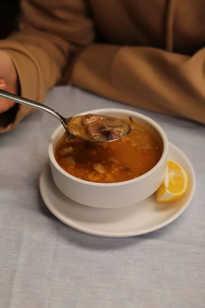 Sopa Deliciosa Sopa Legumes Tigela — Fotografia de Stock