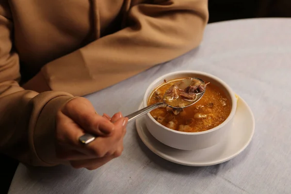 Sopa Deliciosa Sopa Legumes Tigela — Fotografia de Stock