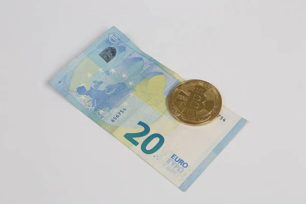 Multi Euro Dolar Cash Différents Types Billets Nouvelle Génération Bitcoin — Photo