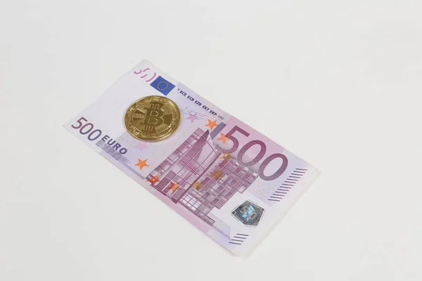 Multi Euro Dolar Hotovost Různé Typy Bankovek Nové Generace Bitcoin — Stock fotografie