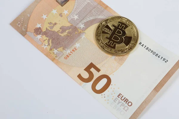 Multi Euro Dolar Money Different Type New Generate Banknotes Bitcoin — 스톡 사진