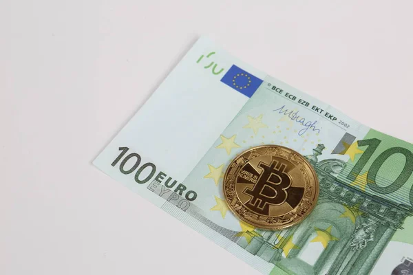 Multi Euro Dolar Money Different Type New Generate Banknotes Bitcoin — 스톡 사진