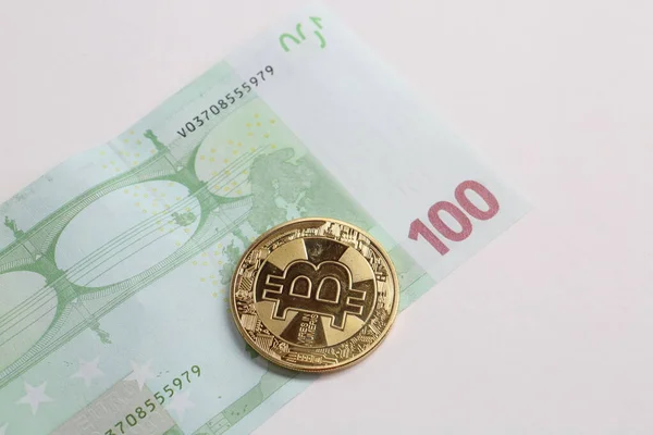 Multi Euro Dolar Cash Différents Types Billets Nouvelle Génération Bitcoin — Photo