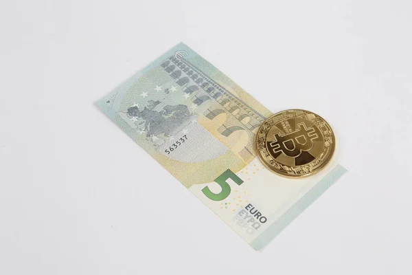 Multi Euro Dolar Money Different Type New Generate Banknotes Bitcoin — 스톡 사진