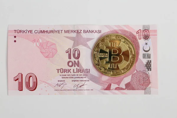 Турецькі Банкноти Біткоїн — стокове фото