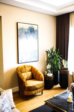 Modern oturma odasının içi.