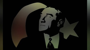 Atatürk 'ün çizimi. Türkiye Cumhuriyeti 'nin ilk cumhurbaşkanı. 