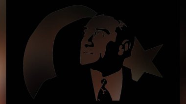 Atatürk 'ün çizimi. Türkiye Cumhuriyeti 'nin ilk cumhurbaşkanı. 