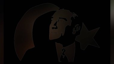 Atatürk 'ün çizimi. Türkiye Cumhuriyeti 'nin ilk cumhurbaşkanı. 