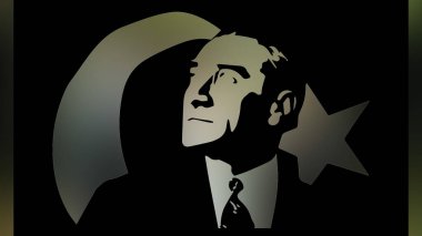 Atatürk 'ün çizimi. Türkiye Cumhuriyeti 'nin ilk cumhurbaşkanı. 