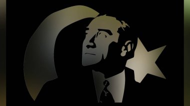 Atatürk 'ün çizimi. Türkiye Cumhuriyeti 'nin ilk cumhurbaşkanı. 