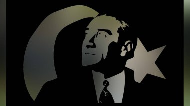 Atatürk 'ün çizimi. Türkiye Cumhuriyeti 'nin ilk cumhurbaşkanı. 