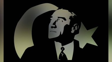 Atatürk 'ün çizimi. Türkiye Cumhuriyeti 'nin ilk cumhurbaşkanı. 