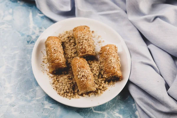 Baklava Dessert Turc Traditionnel Avec Noix Cajou Noix Baklava Maison — Photo