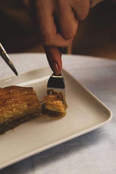 Baklava Dessert Turc Traditionnel Avec Noix Cajou Noix Baklava Maison — Photo