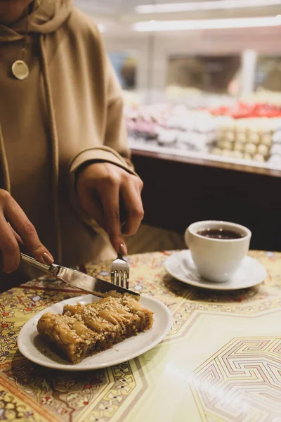 Traditionell Turkisk Dessert Baklava Med Cashew Valnötter Hemgjord Baklava Med — Stockfoto