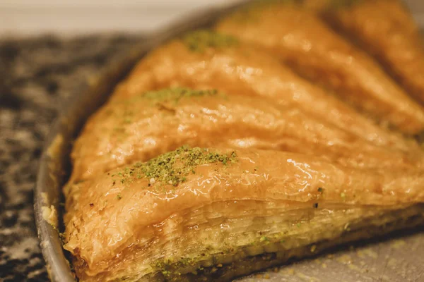 Baklava Dessert Turc Traditionnel Avec Noix Cajou Noix Baklava Maison — Photo