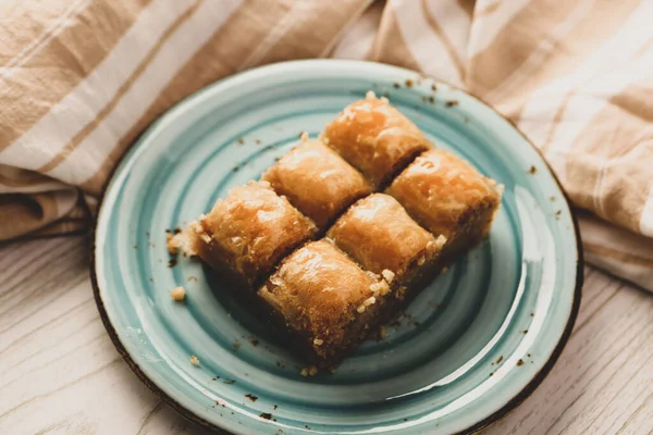 Baklava Tradicional Postre Turco Con Anacardo Nueces Baklava Casera Con — Foto de Stock