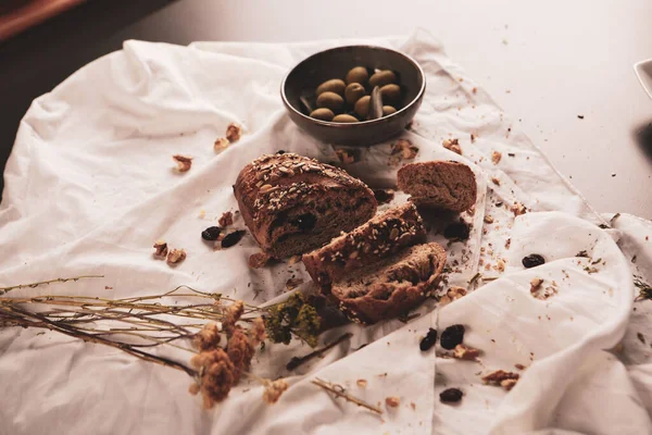 Delicioso Pão Assado Estético Natural — Fotografia de Stock