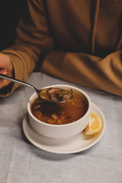 Смачний Суп Овочевий Суп Кава — стокове фото