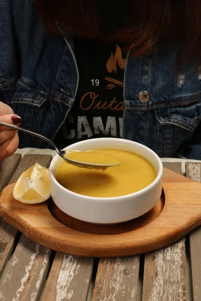 Köstliche Suppe Gemüsesuppe Schüssel — Stockfoto