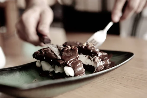 Soufflé Chocolat Avec Crème Glacée — Photo