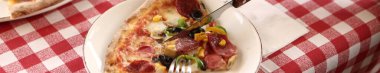 Lezzetli karışık İtalyan pizzası.