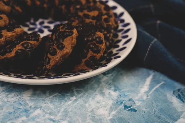 Galletas Con Chispas Chocolate Negro —  Fotos de Stock