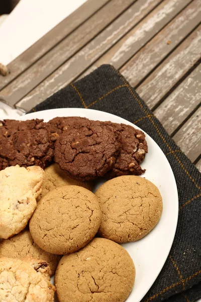 Galletas Con Chispas Chocolate Negro — Foto de Stock