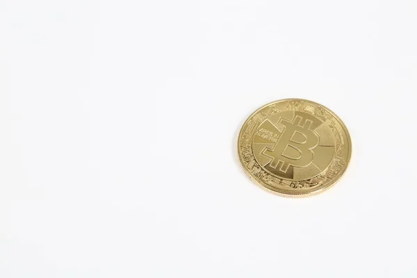 Bitcoin Μια Κοντινή Προβολή Του Bitcoin — Φωτογραφία Αρχείου